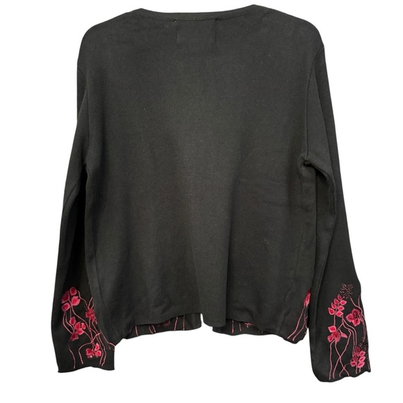 Sarah Elizabeth Black Cardigan with Pink Floral Embroidery - Picture 4 of 7